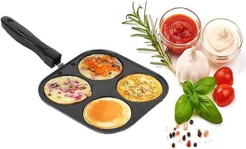 Miniatura 5 de Molde de parrilla premium, 4 tazas de molde antiadherente para panqueques, sartén antiadherente para huevos escalfados, sartén para panqueques para