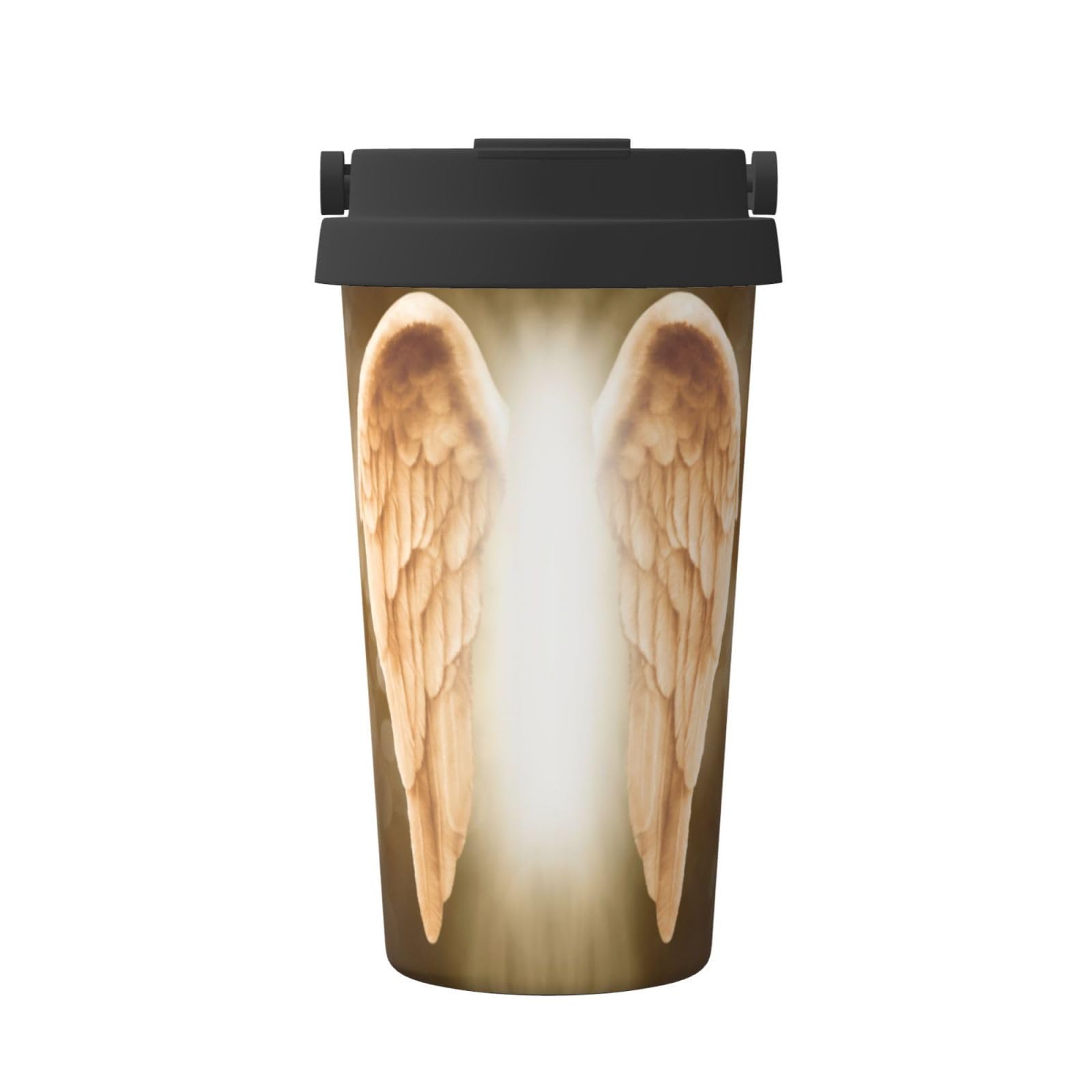 SCAUA Angel Wing Insulated Coffee Mug with Carry Handle/Lid,Stainless Steel Travel Mug Coffee Cups for Keep Hot/Ice