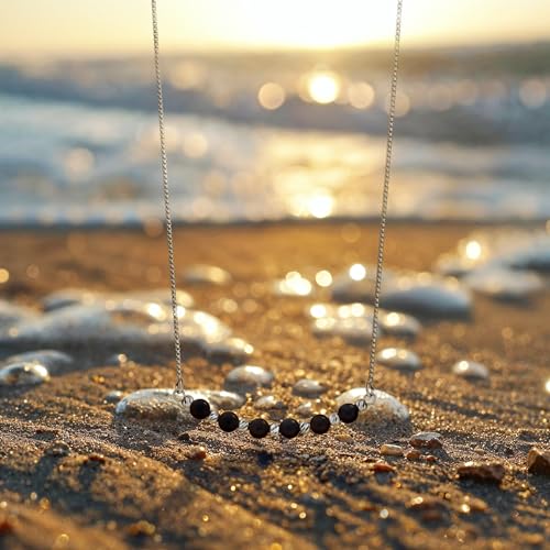 925 Sterling Silver Gemstone Necklace for Women - Beaded Bar Necklaces for Women Silver - Birthstone - Silver Statement Necklace for Women - Prom Necklace Silver4