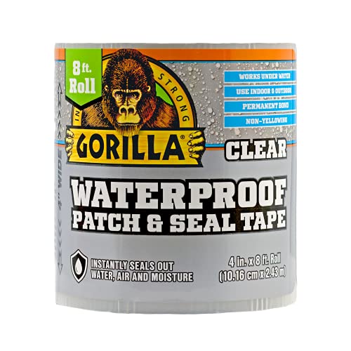 Gorilla Waterproof Patch & Seal Tape, 4" x 8', Clear, (Pack of 1) #1