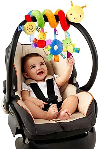 Uonlytech Baby Crib Hanging Rattles Toys, Carseat Toys Hanging Rattles Spiral Stroller Crib Cot Toy Spiral Toy Pram Hanging for Babies Boys and Girls