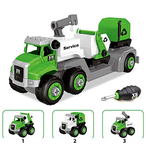 Image of DIY Toy Vehicles Set - Assembly Toy Farm Truck with Screwdriver Multi Fuctional Construction Set, Building Vehicle Play Set, Toys for 3 to 5 Year Old Boys, Kids, Girls