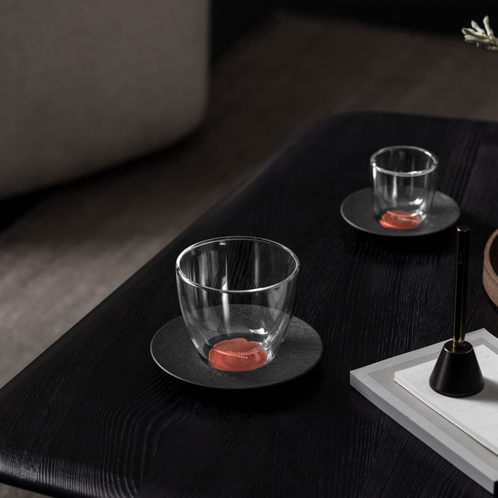 Villeroy und Boch - Manufacture Rock Glow Kaffeeuntertasse, Unterteller aus Premium Porzellan in erfrischendem Kupfer und Schwarz, spülmaschinenfest