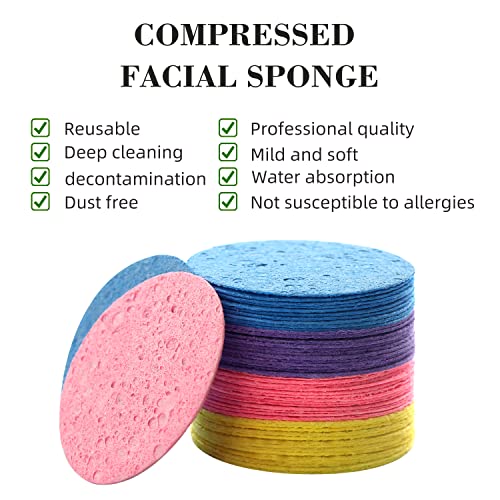 Spunspon 50-Count Facial Sponges Compressed Natural Cellulose Sponge Round Shape Face Sponge for Face Cleansing Exfoliating and Makeup Removal - Image 4