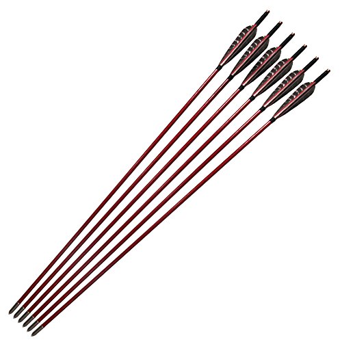 6Pcs Gorgeous Painted 33.5" Wooden Arrows Eagle Feather Fletching Traditional Target Arrows for Recurve Bow or Longbow Hunting Target Practice, Red Brown - Thumbnail 5