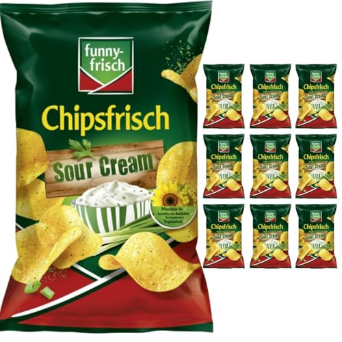 Funny-frisch Chipsfrisch Sour Cream Chips Cracker 150 gramm x 10 Stück mit Pufai