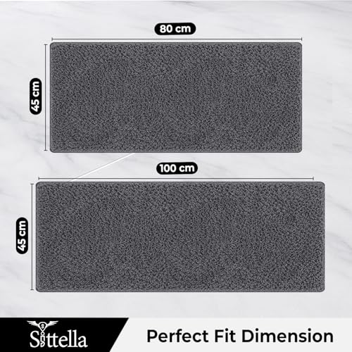 Image of SITTELLA Premium Microfiber Runner Mats Combo (45x80 & 45x100 CM) | Ultra Soft Plush Floor Rugs | Anti-Skid Backing | Super Absorbent & Quick Dry | Washable for Kitchen, Hallway & Bedroom | Grey