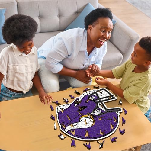 Iconic Puzzles, Minnesota Vikings Helmet, Wooden Puzzle officially licensed NFL, 100% sustainable - Image 2