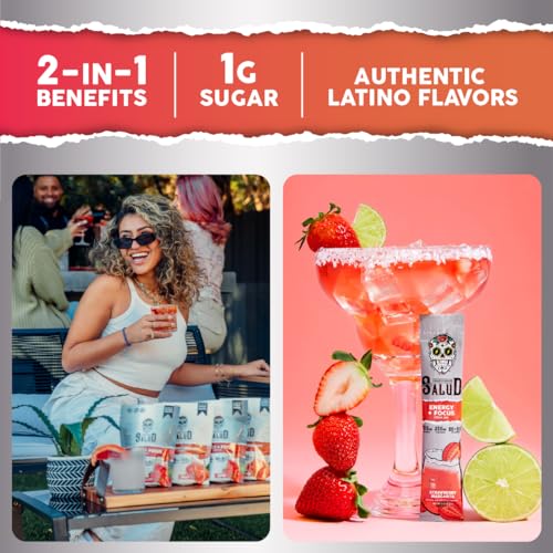 Image of Salud 2-in-1 Energy Drink Powder + Focus, Strawberry Margarita, 15 Servings