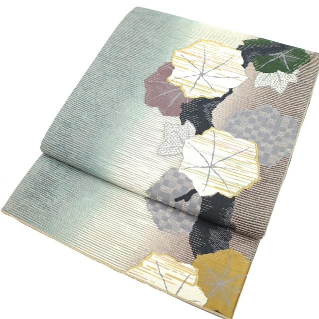 Amazon.co.jp: すごい値！袋帯 京都 西陣 正絹 手もみ箔 水色 白 茶紫  