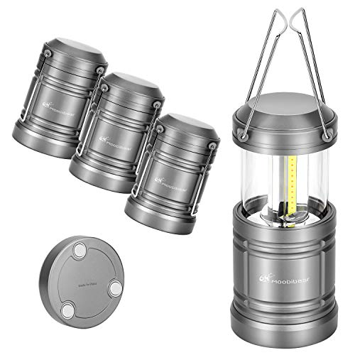 Moobibear 4 Pack LED Camping Lantern Lights Collapsible 500lm COB Technology Waterproof Lantern