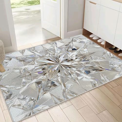 Tapis diamant lavable en machine 60x90cm gris résistant et sain - 4