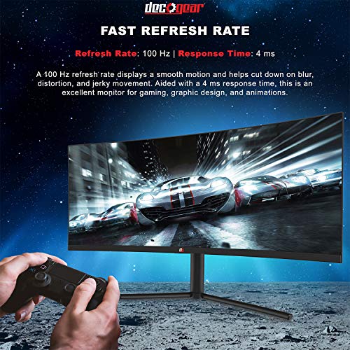 Deco Gear Dgvm29Pb 29-Inch 2560X1080 100Hz Va Curved Gaming Monitor, 4Ms Response Time, 3000:1 Contrast Ratio, Srgb, Ntsc 85, Dci-P3, And Adobe Rgb Color Accurate #TOP2
