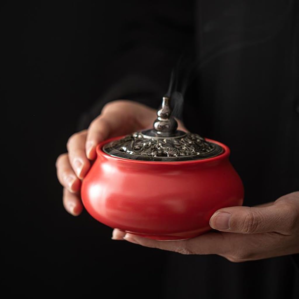 Quemador de incienso de reflujo Quemador de incienso, soporte de incienso de cono de cerámica, incensario de porcelana adecuado for bobina/torre, for meditación de Yoga de oficina en casa Quemador de