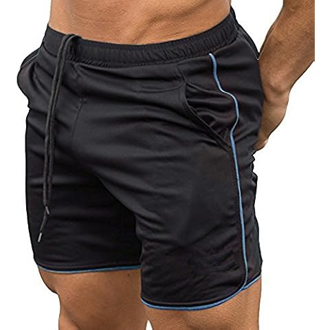 EVERWORTH Men's Gym Workout Boxing Shorts Running Short Pants Fitted Training Bodybuilding Jogger Short Black Blue M Tag XL Cover