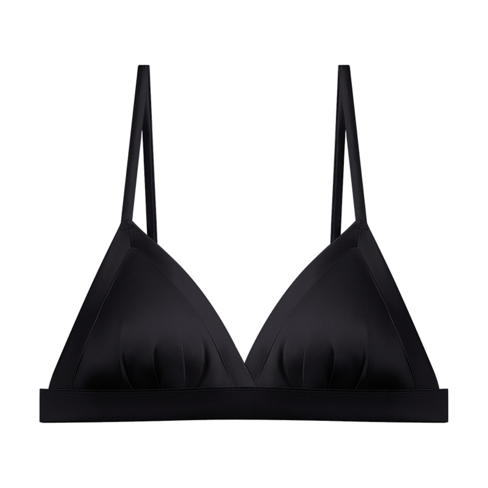 TOSOFT Reggiseno Intimo da Donna in Raso di Seta Sottile di Seta di Gelso Reggiseno di Base in Seta Bralette con Coppe Morbide Tops Imbottiture Rimovibili (Color : Black, Size : S/Small)