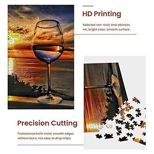 najiaxiaowu Puzzles para Adultos 1000 Piezas DIY Atardecer Mar Copa de Vino Rompecabezas de Madera para Niños y Adultos Decoración Moderna de Pared Arte Regalo Único 75 cm x 50 cm miniatura 5