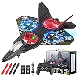RC Flugzeug für Kinder ab 14 Jahren Ferngesteuertes Flugzeugmodell mit LED, 360° Flip, Höhenhaltefunktion, Kopflos-Modus, Ein-Tasten-Start, 4-Achsen-Gyro-Stabilisator Spielzeuggeschenk für Jungen