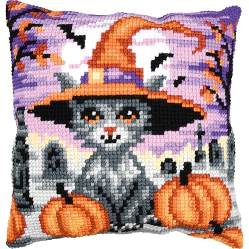 Cadeau DIY kit coussin complet point de croix Vervaco broderie kit adulte Halloween