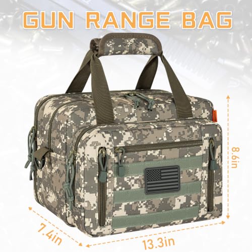 Image of Pistol Case, Gun Range Bags For 2 Pistols 6 Magazines Carrying Shooting Bag with Lockable Zipper for Shooting Range Outdoor Hunting