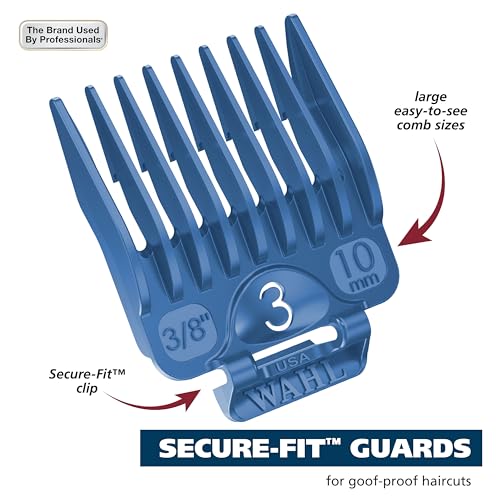Image of Wahl Clipper Genuine Secure-Fit Attachment Guard Organization Kit with Color Pro Colored Hair Clipper Guide Combs, 14 Piece Premium Storage Kit Hair Clippers, Multicolor - 3291-100