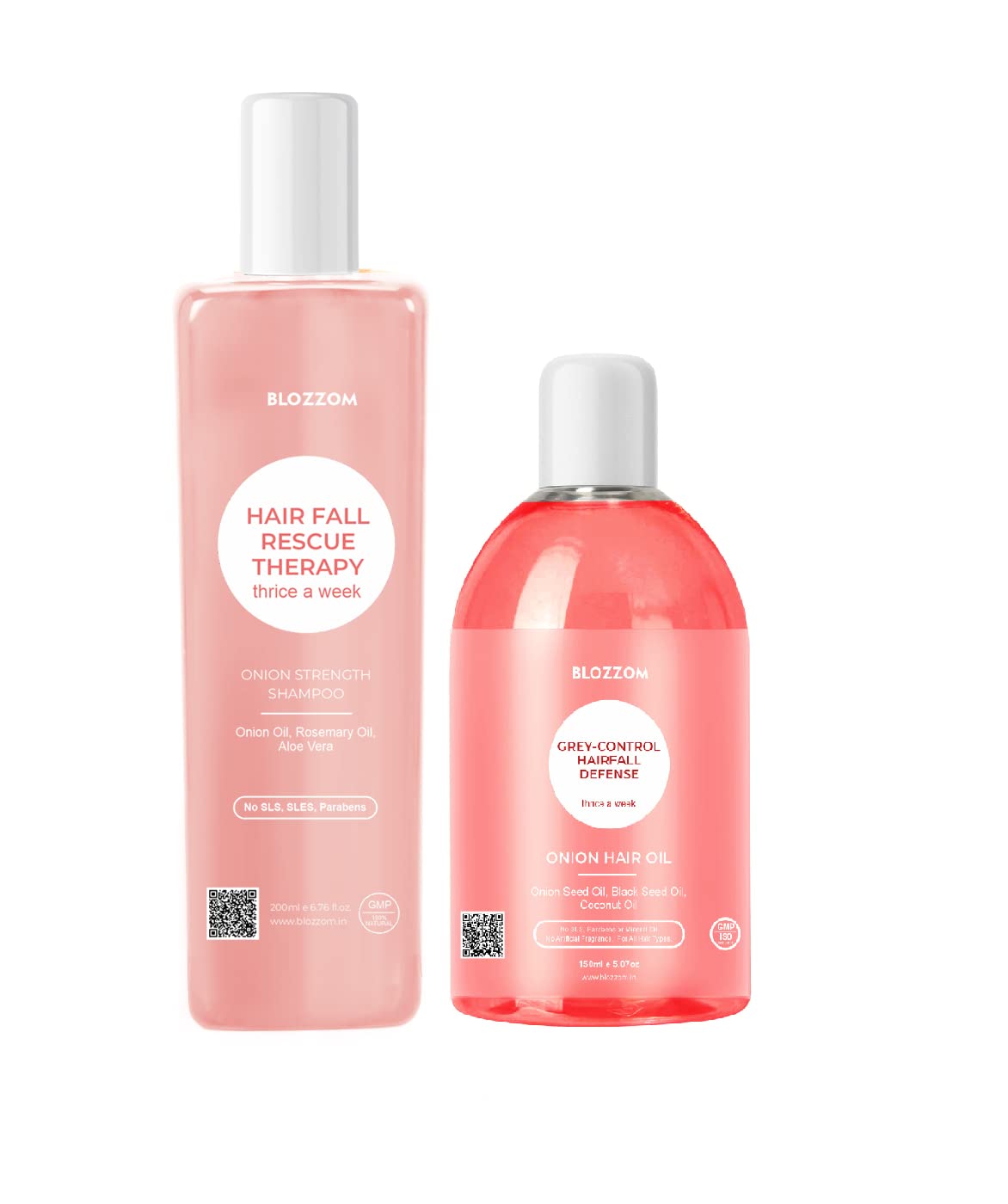 Blozzom Onion Shampoo & Onion Hair Oil, for Strengthening & Revitalizing Hair - Pack of 2 (Shampoo + Hair oil)
