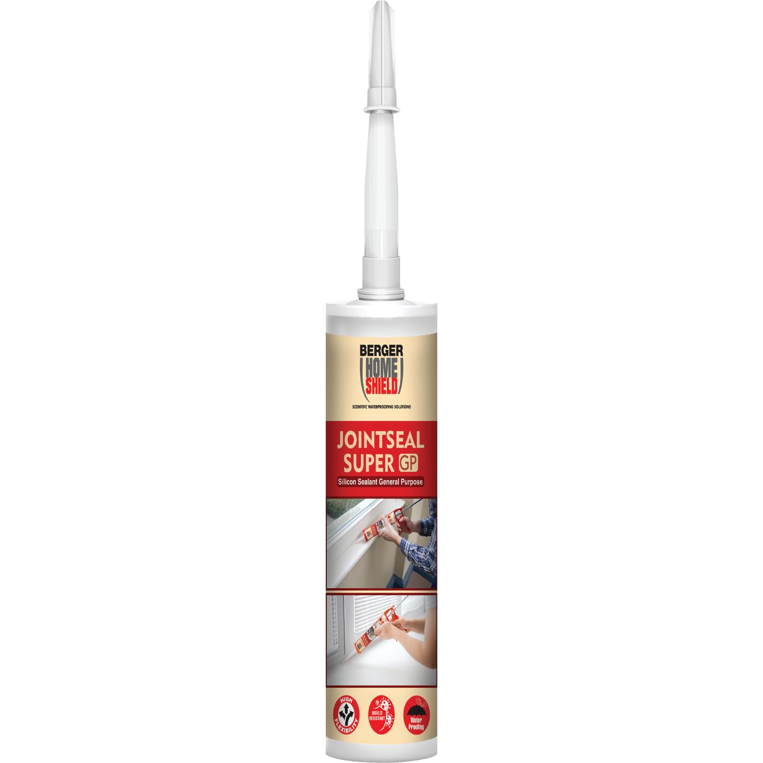 Berger HomeShield Jointseal Super GP | Single-Component Silicone Sealant | Anti-Fungal & Non-Corrosive | Weather & Moisture Resistant | For Glass, Metal, Wood, Masonry & Plastics | (280ml, White)-image-4