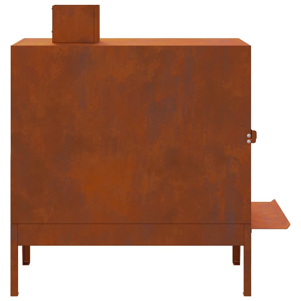 Piec ogrodowy ze stali kortenowskiej 35 x 50 x 60 cm, odporny na warunki atmosferyczne, piec zewnętrzny z kominkiem, rustykalne palenisko na taras i do ogrodu