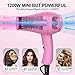 Portable Travel Hair Dryer,Mini Lightweight Dual Voltage Blow Dryer 1200W with Folding Handle,Blowdryer with One Concentrator