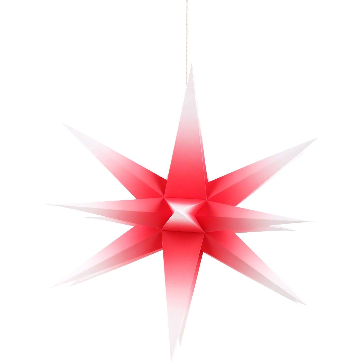 Annaberger Faltstern 58cm rot mit weißen Spitzen - Faltstern-Weihnachtsdeko - Papierzweig - Weihnachten