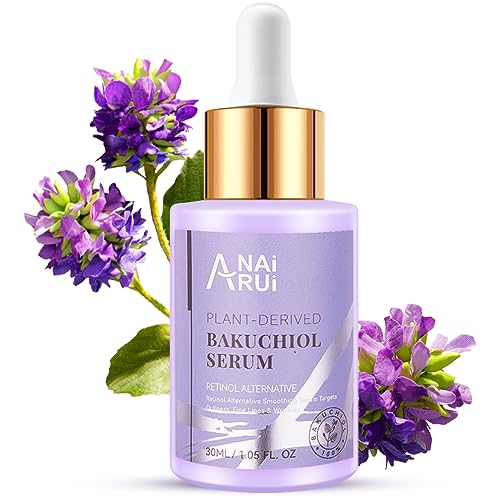 ANAiRUi Bakuchiol Serum hochdosiert, Anti Aging Gesichtsserum mit Hyaluronsäure und Peptide - die Natürliche Alternative zu Retinol, Anti-falten, Reduzierend feine Linien und Falten, 30 ml