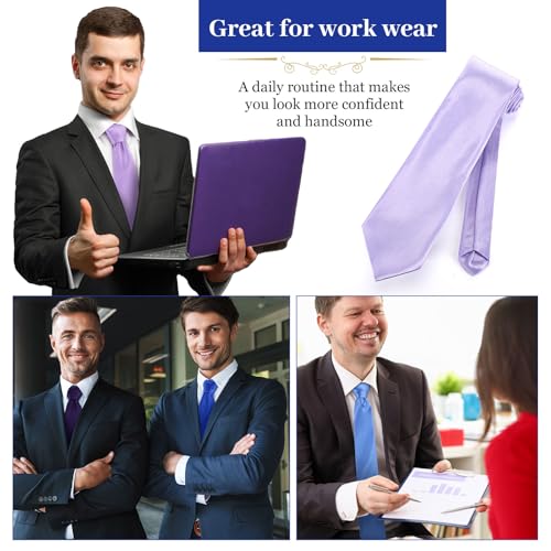 Image of Syhood 6 /12 /24 Pcs Men Ties Set Solid Satin Pure Color Business Formal Necktie Tie 57 inch for Men Occasion Wedding
