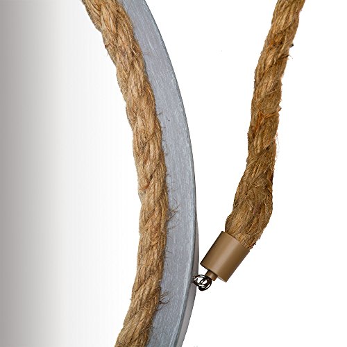 Patton Wall Decor 16 Inch Distressed Grey Round Rope Wall Mirror - Image 3