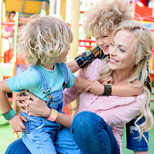 Easyleisure 10Pcs Glitter Slap Bracelets For Kids Girls Party Favors Supplies Rainbow Slap Wristband With Soft Suede Lining Kids Birthday Gifts Easter Egg Filler Classroom Prizes #TOP5