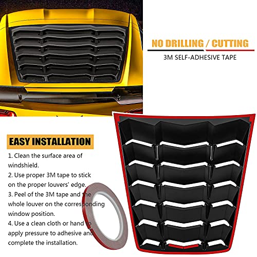 Yoursme Rear & Side Window Louvers Windshield Sunshade Covers For Corvette C7 Stingray Grand Sport Z51 Z06 Zr1 2014 2015 2016 2017 2018 2019 In Gt Lambo Style Abs Matte Black #TOP3