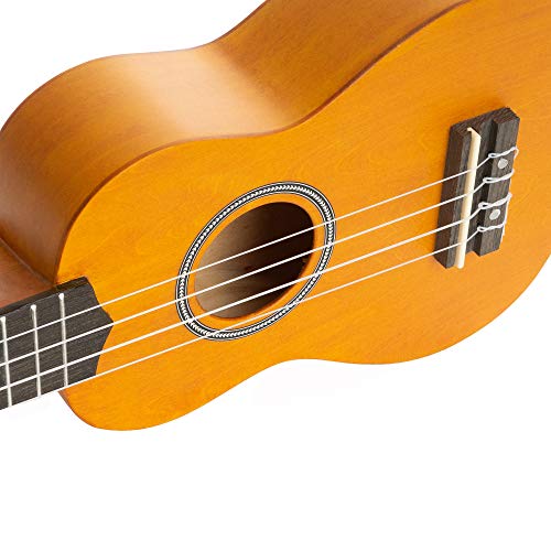 CASCHA Sopran Ukulele Set für Kinder und Erwachsene I Ukulele Starter Kit mit 3 Plektren Tasche Lehrbuch Lernvideos über QR-Code Stimmgerät I Set Aquila Saiten Nylon I Kleine Hawaii Gitarre I Gelb