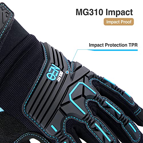 Dex Fit Tactical Gloves Mg310 Impact, Durable, Heavy Duty Grip, Anti-Vibration, Shock Absorbing, Comfort Fit, Touchscreen Capable, Washable; Black M (8) 1 Pair #TOP2