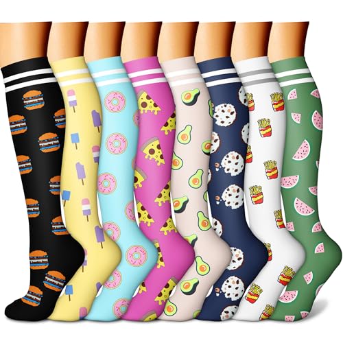 Image of CHARMKING Compression Socks for Women & Men Circulation (8 Pairs) 15-20 mmHg is Best Support for Athletic Running,Cycling