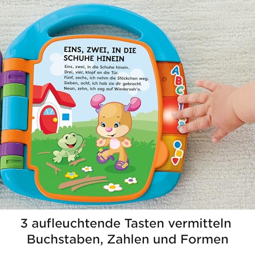 Fisher-Price Lernspaß, Liederbuch, Baby Musik Buch, Musikspielzeug für Babys, Elektronisches Kinderbuch, ab 6 Monate, Deutsche Version, CDH40