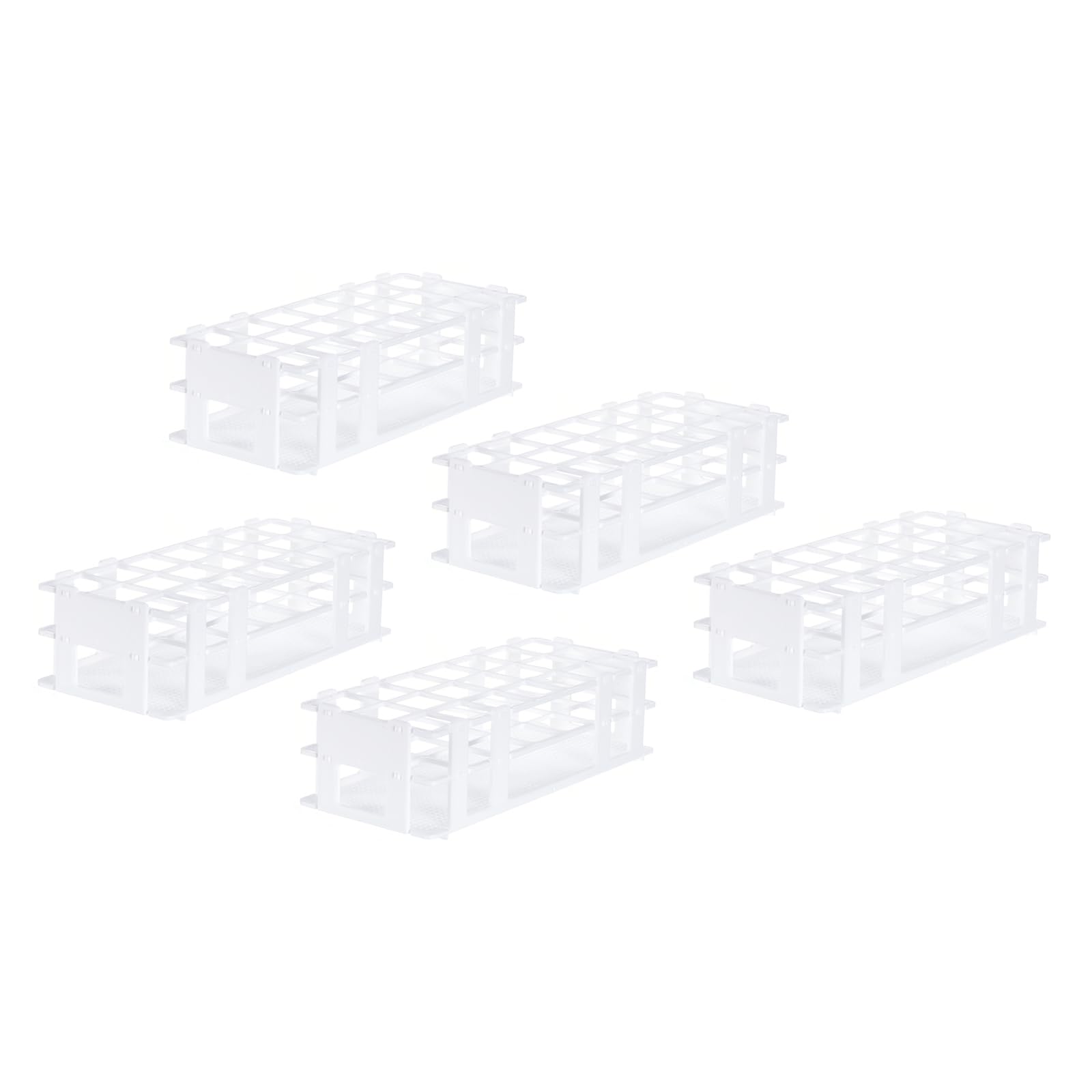 sourcing map Plastic Test Tube Rack Holder 21 Holes 3 Layers Lab Detachable Tube Holder White for 30mm Test Tubes, Pack of 5