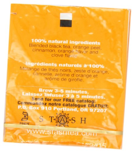 Image of Stash Tea Orange Spice Black Tea 10 Count Tea Bags in Foil (Pack of 12) (packaging may vary) Individual Black Tea Bags for Use in Teapots Mugs or Cups, Brew Hot Tea or Iced Tea