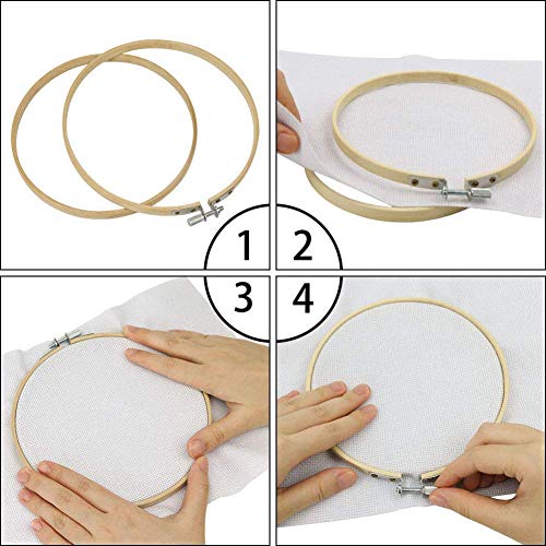 WOWOSS 6 Pieces 10 Inch Embroidery Hoops Wooden Round Adjustable Bamboo Circle Cross Stitch Hoop Ring Bulk for Embroidery and Cross Stitch Art Craft Handy Sewing - Thumbnail 5