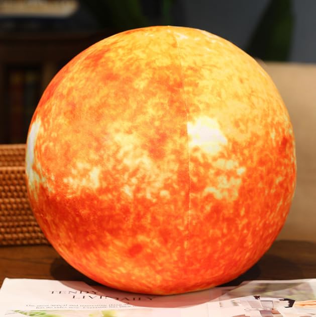 OUKEYI 17cm Super Cute Sun Plush Soft Pillow, Soft and realistic Earth, Moon, Sun, stuffed plush toy for learning science, astronomy, space, blue planet, toy ﻿ (Red Sun)