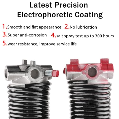 Image of Pair of 2 inch Garage Door Spring (0.234X2 inchX31 inch) with Winding Bars, L&R | For Standard Residential Garage Doors, Black-Coated, Oil-free & Easy DIY, Includes User Manual & Gloves, Min 16,000 Cycles
