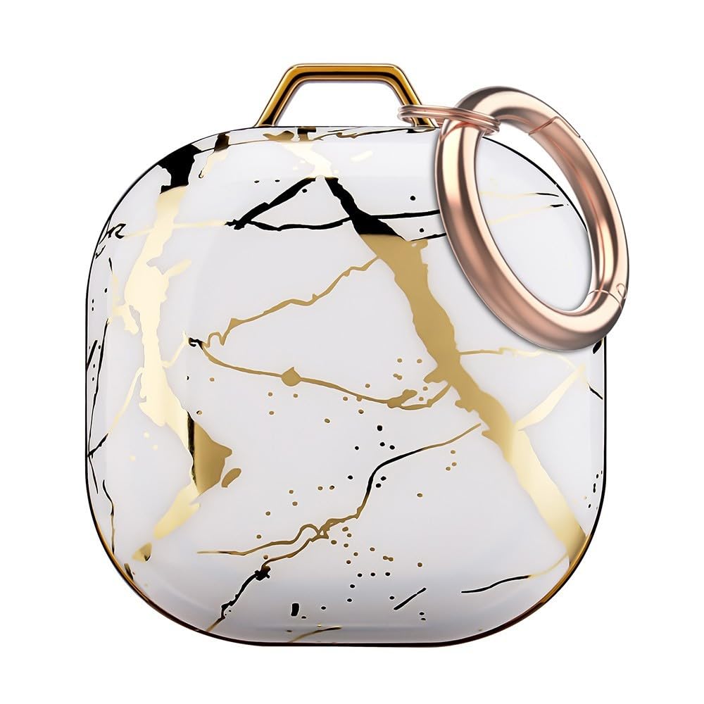 AHAStyle IMD Earphone Case for Samsung Galaxy Buds Pro/Buds Live/Buds2/Buds Pro 2, White Marble