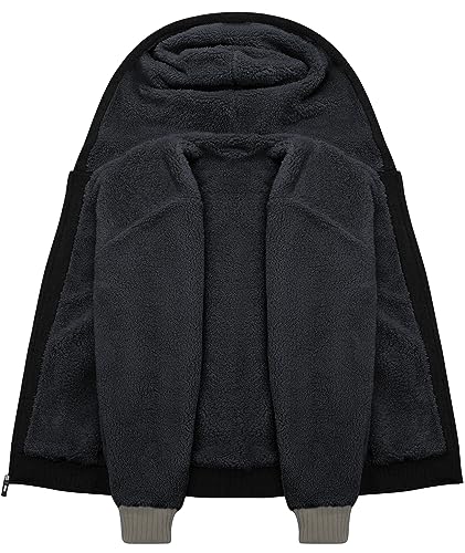 Image of Little Beauty Hoodies for Men Zipper Jacket Fleece Sherpa Lined Winter Wool Heavyweight Sweashirts