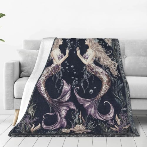 SweetFox Mermaids Throw Blanket Ocean Mermaid Decor Gifts for Girls 80"X60"