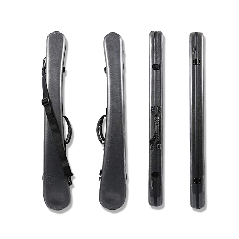 Custodia per archetto verticale in fibra di carbonio, professionale, rigida, per contrabbasso e violoncello, per 2 archi 4/4, antiurto, con tracolla, impermeabile (nero)