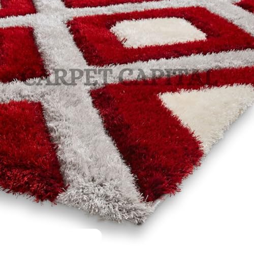 Image of Modern Texture Shag Area Rug Fluffy Microfiber 2inch Pile for Living Room, Bedroom(6x8feet,BROWN /IVORY36)