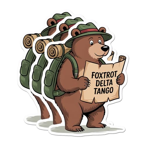 Image of (Pack of 3) Subtle Foxtrot Delta Tango FDT Funny Bear Anti Not My President Liberal Feminist Political Vinyl Stickers for Water Bottles Laptop Bumper Window Car 3 Inches